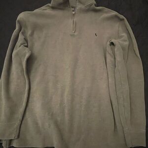 Ralph Lauren Men's Sage Gray 1/4 Zip-Up Sweater